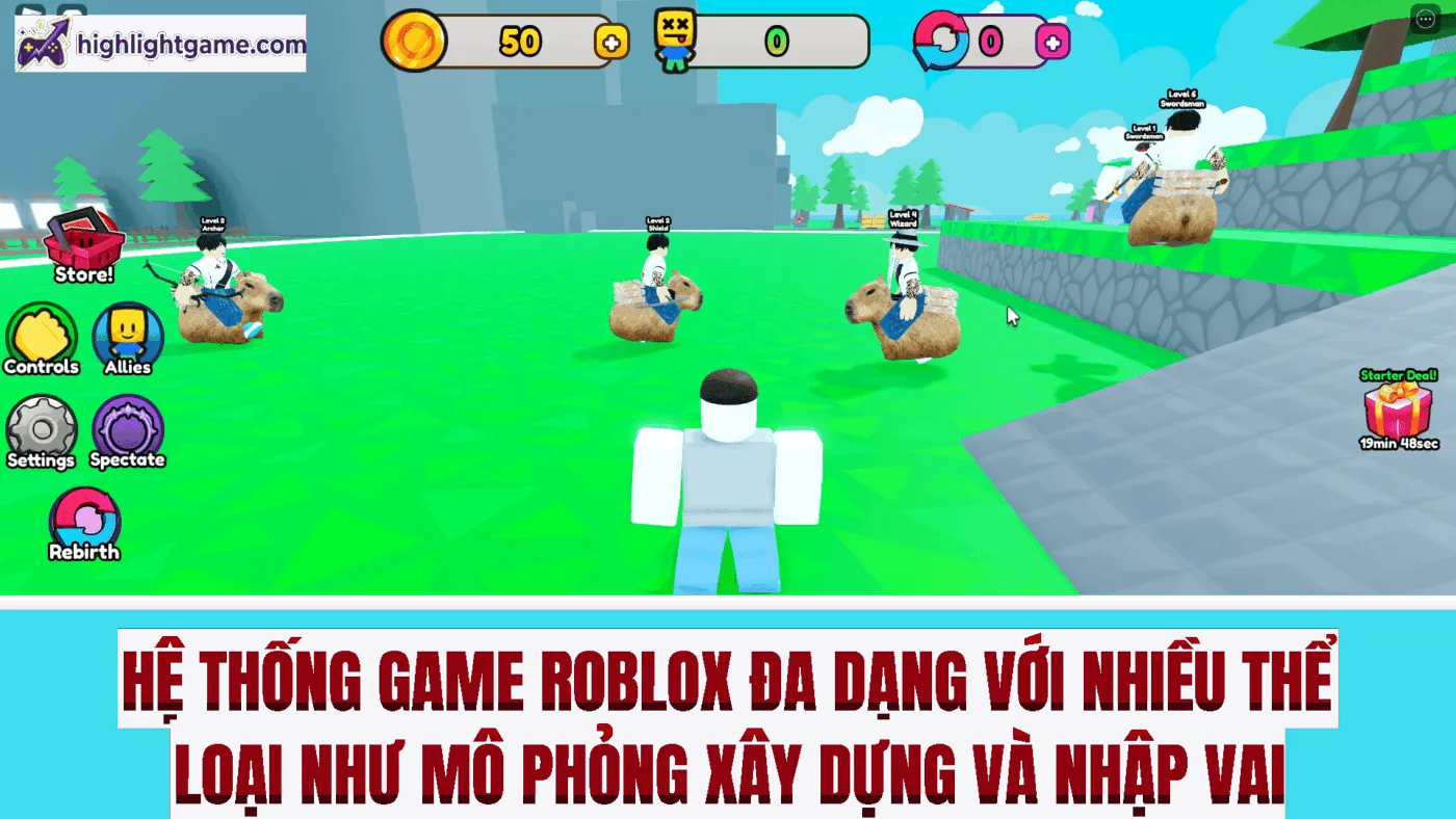 Hệ thống game Roblox đa dạng với nhiều thể loại như mô phỏng xây dựng và nhập vai